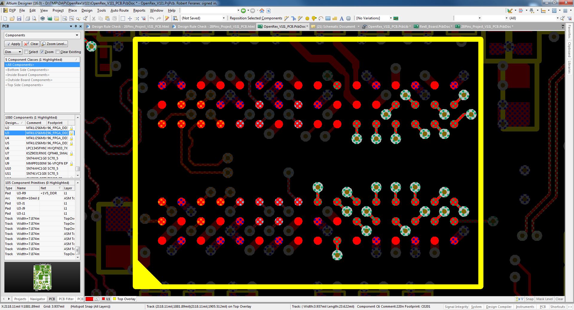 PCB - Fly-by - D31-D0 - TOP stubs